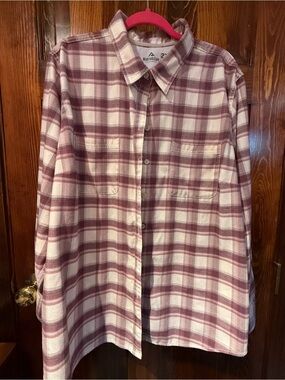 Ridgecut  Women's Button-Down Plaid Shirt - Cream & Mauve
